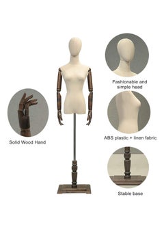 Hihonor Female Mannequin Dress Form Torso, Display Mannequin Body with Detachable Head, Wooden Hands, and Adjustable Height Stand, for Dress Jewelry Display  - Image 2