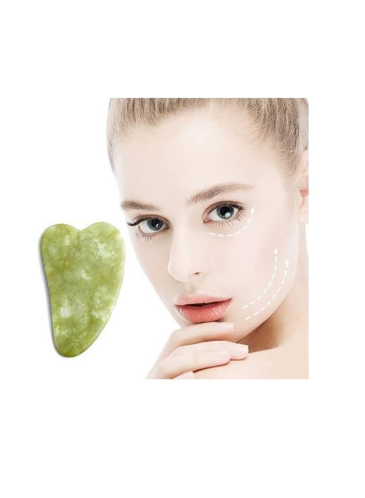 maya accessorie Gua Sha Facial Tool Natural Guasha Jade Stone GuaSha Board Gua Sha Sc Massage Tool with Smooth Edge for Physical Therapy and SPA Acupuncture Therapy Used for Face Eyes Neck and Body(Green) - Image 1