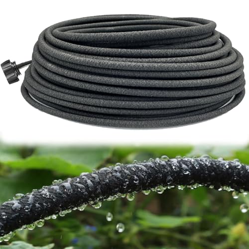 Lesimnky 14 Inch Soaker Hose for Garden 100ft Soaker Irrigation Drip Hose System Heavy Duty Drip Irrigation Tubing with Hose Connector Accessories for Watering Garden Beds Vegetable Lawn and Yard 100ft - Image 1