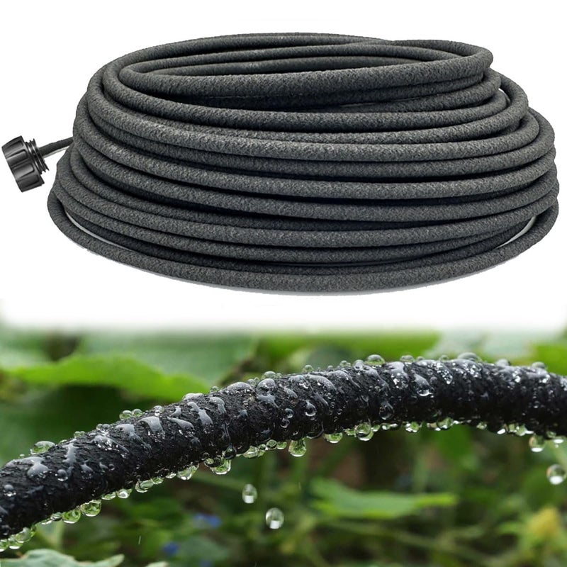 Lesimnky 14 Inch Soaker Hose for Garden 100ft Soaker Irrigation Drip Hose System Heavy Duty Drip Irrigation Tubing with Hose Connector Accessories for Watering Garden Beds Vegetable Lawn and Yard 100ft - Image 2