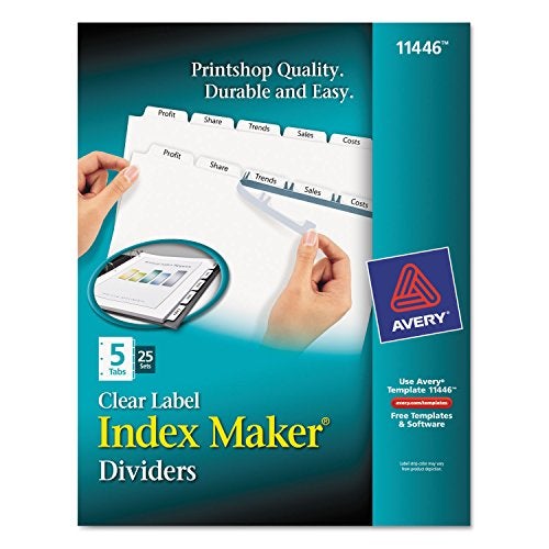 Avery Clear Label 5-Tab Index Maker Dividers - Image 1