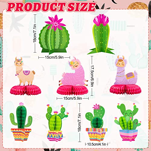 Whaline 9Pcs Summer Llama Cactus Honeycomb Centerpiece Kit 3D Cactus Alpaca Paper Table Topper Mexican Theme Fiesta Party Table Decoration for Summer Birthday Hawaiian Luau Baby Shower Photography - Image 5