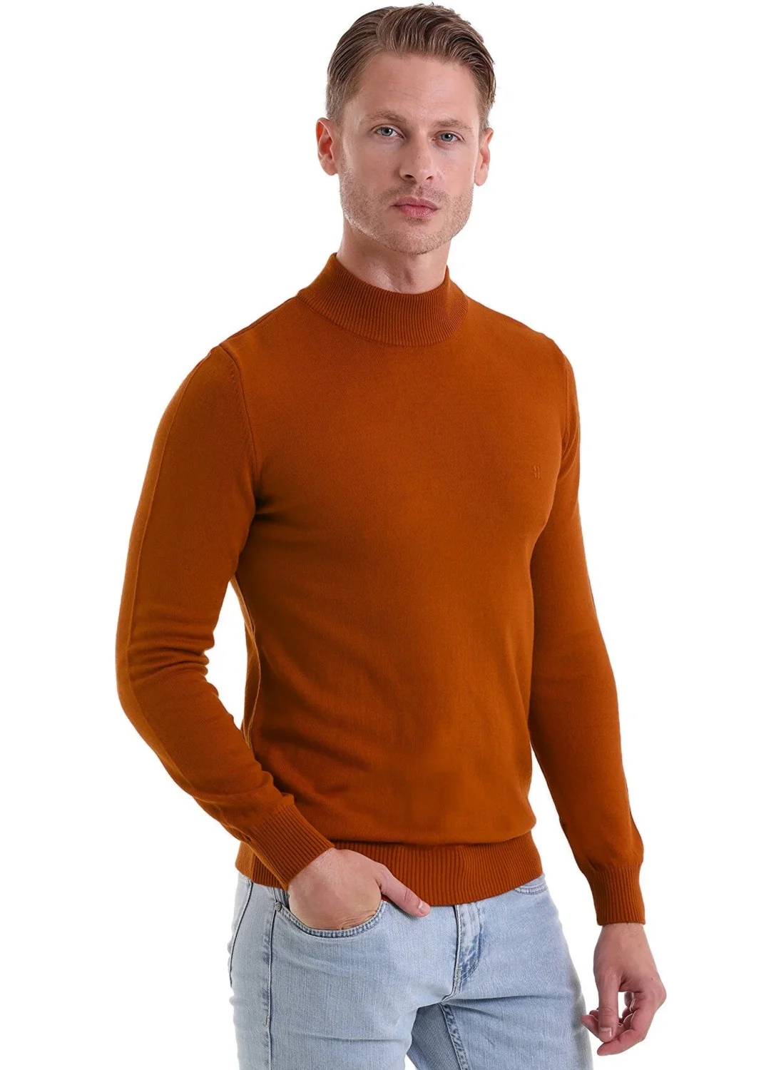 Hatemoğlu Tile Regular Fit Plain Half Turtleneck Knitwear Sweater