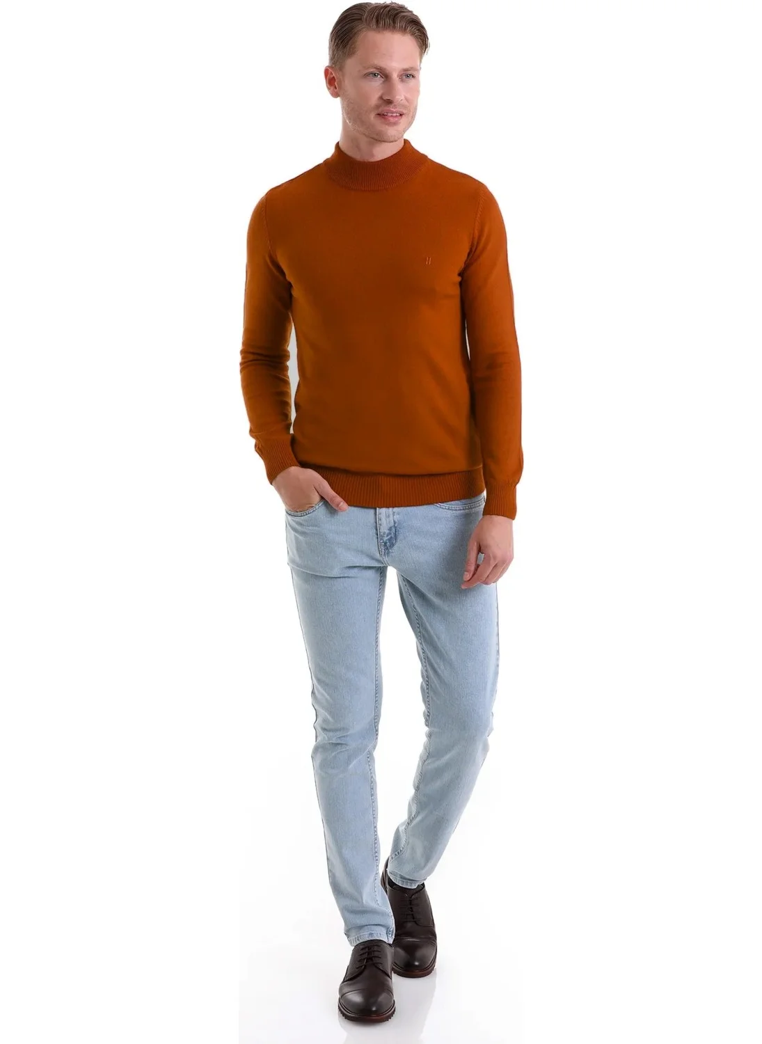 Hatemoğlu Tile Regular Fit Plain Half Turtleneck Knitwear Sweater