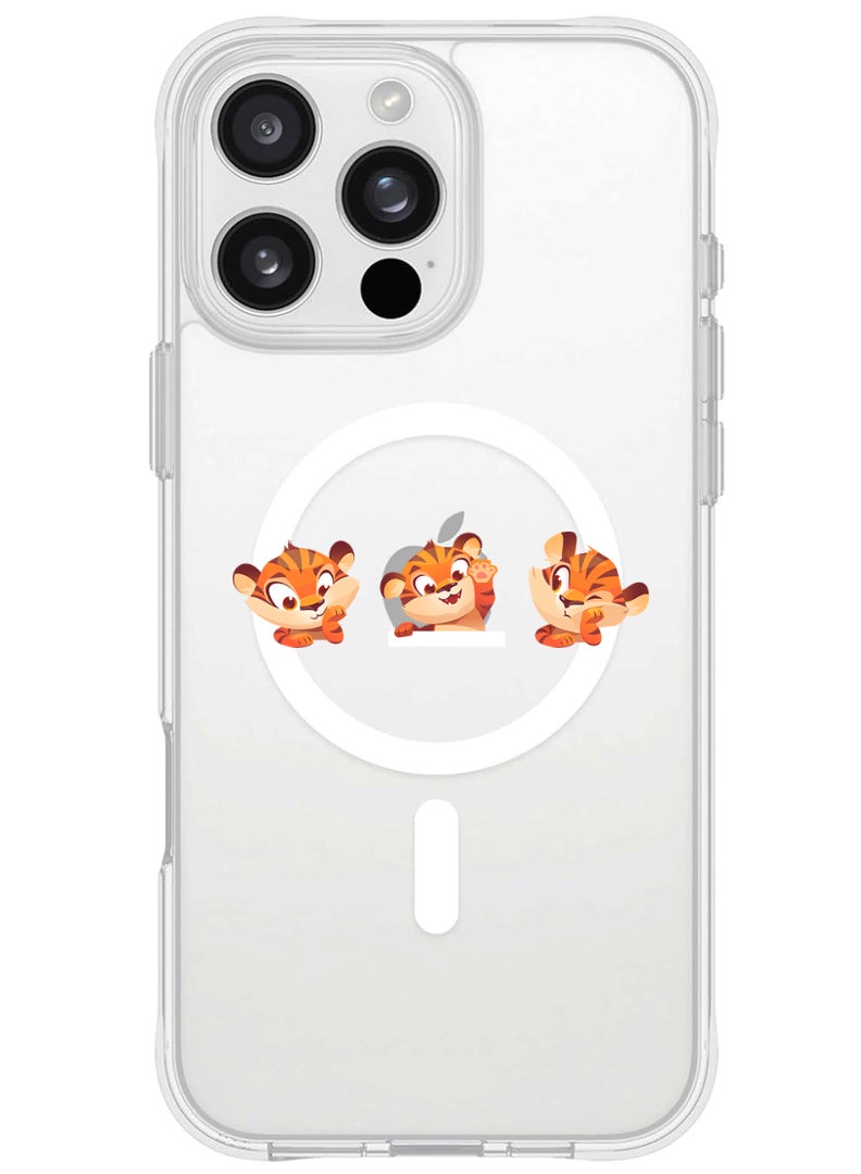 Theodor iPhone 16 Pro Max Magsafe Magnetic Case for iPhone Compatible with Wireless Charging, Shockproof Phone Bumper Cover - Cute tiger expressions - Image 1