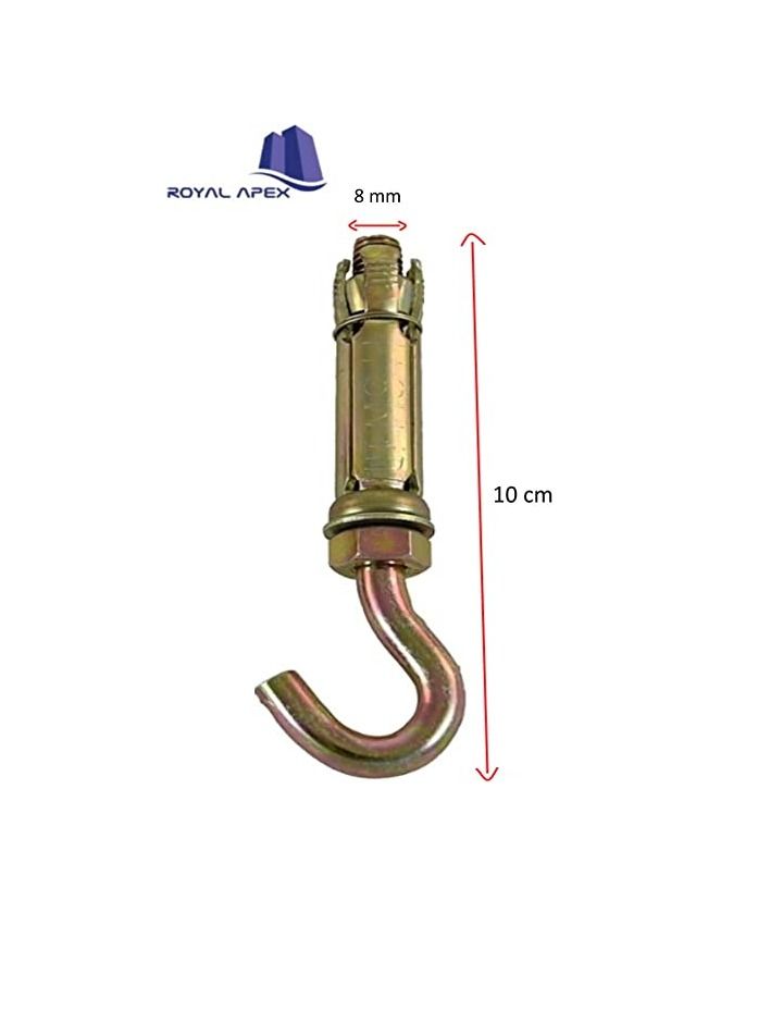 High Strength Metal Sleeve Shield Closed Hook/Eye Hook | Open Hook Anchor Bolt Pack of 5 (OPEN HOOK, 8 MM)  - Image 3