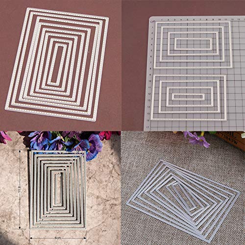 DDeehs 8pcs Stitched Rectangle Frame Metal Die Cuts,Christmas Frame Square Cutting Dies Cut Stencils DIY Scrapbooking Album Decorative Embossing Paper Dies Festival Card Making - Image 3