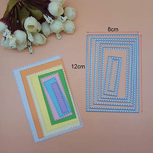 DDeehs 8pcs Stitched Rectangle Frame Metal Die Cuts,Christmas Frame Square Cutting Dies Cut Stencils DIY Scrapbooking Album Decorative Embossing Paper Dies Festival Card Making - Image 2