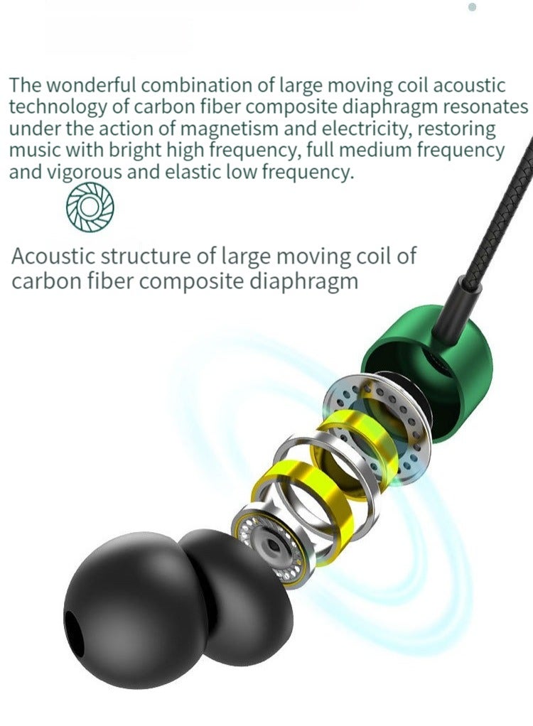 New L-shaped wire-controlled wired sports game headset metal type-c in-ear headset mobile phone ipad green - Image 5