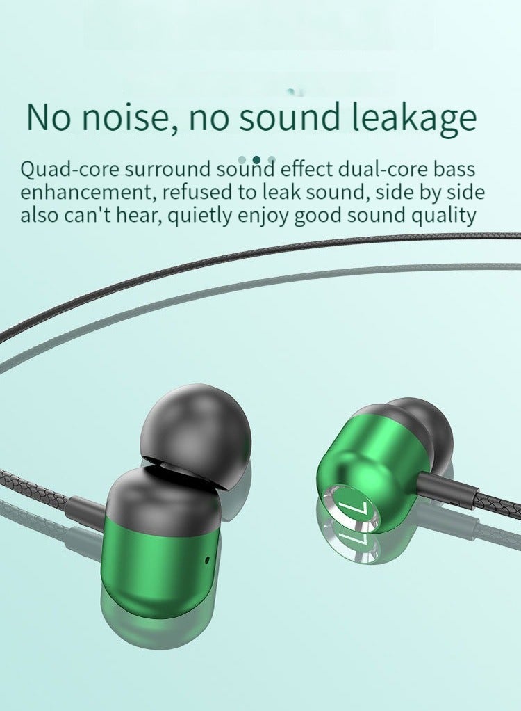 New L-shaped wire-controlled wired sports game headset metal type-c in-ear headset mobile phone ipad green - Image 4