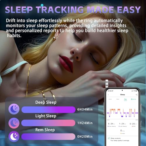 Anarow Smart Ring for Women – Fitness Tracker Ring with Heart Rate, SpO2, Blood Pressure, Sleep Monitoring, Step & Calorie Counter, No Subscription Fee, iOS & Android Compatible (Silver, 13) - Image 2