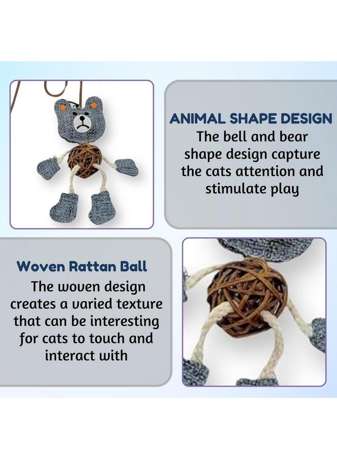 عصا خشبية تفاعلية لإثارة القطط مع ملحقات حيوانات مضحكة - (دب رمادي) | مناسبة للقطط والقطط الصغيرة | للاستخدام الداخلي والخارجي، للعب والتمارين الرياضية (الحجم: 40 سم) - Image 5