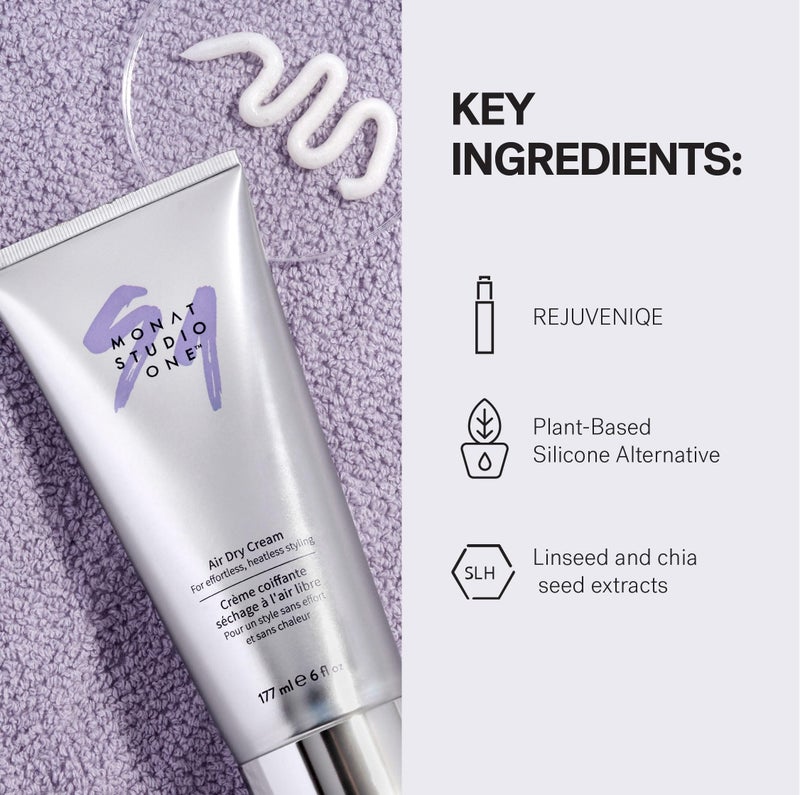 monat MONAT STUDIO ONE™ Air Dry Cream - Soft, Hair Styling Cream for touchable hold and Humidity Protection. Hair Frizz Control for All-Hair Types and no heat needed - Net Wt. 177 ml / 6 fl. oz.  - Image 5