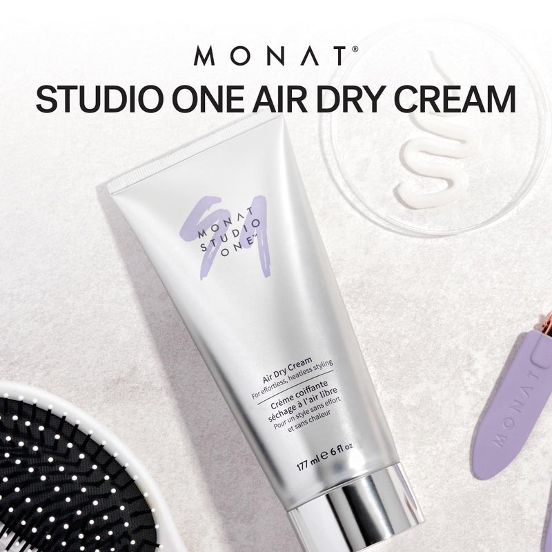 monat كريم الهواء الجاف من مونات ستوديو ون™ - كريم تصفيف الشعر الناعم مع ثبات لمسة وحماية من الرطوبة. التحكم في تجاعيد الشعر لجميع أنواع الشعر وبدون الحاجة للحرارة - الوزن الصافي 177 مل / 6 أونصة سائلة. - Image 3