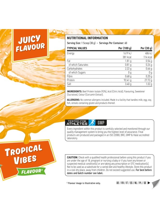 Applied Nutrition BEEF-XP Clear Beef Protein Isolate, Tropical Vibes, 60 Servings, Zero Fat & Sugar Hydrolysed Protein Formula - Image 4
