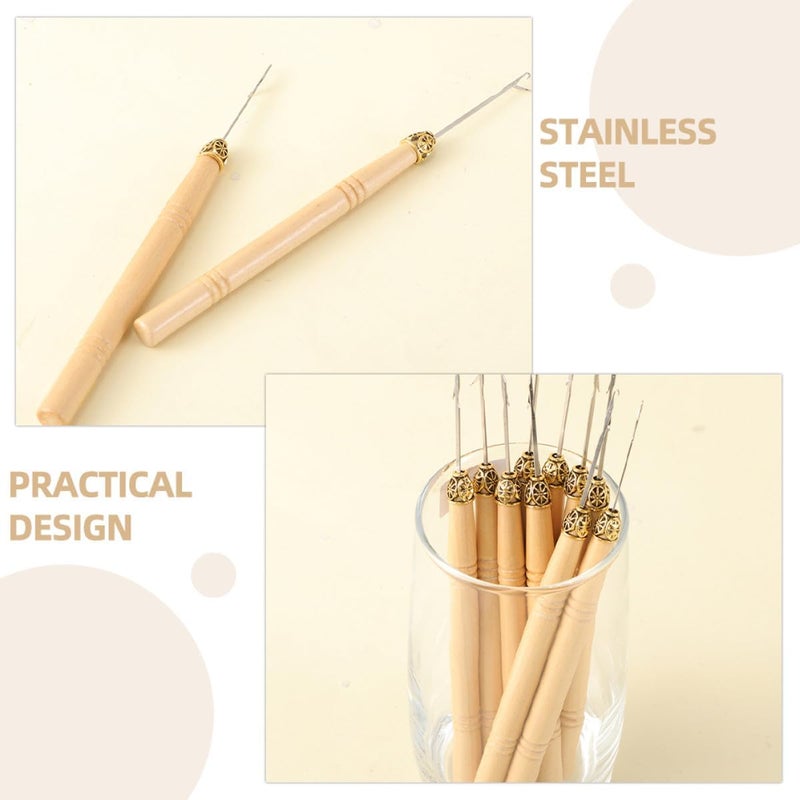 OFFIGAM 8pcs Dreadlock Crochet Hooks with Wooden Handle Hair Braid Needles for Salon and DIY Dreadlocks Maintenance Portable Hair Crochet Needle Kit - Image 4