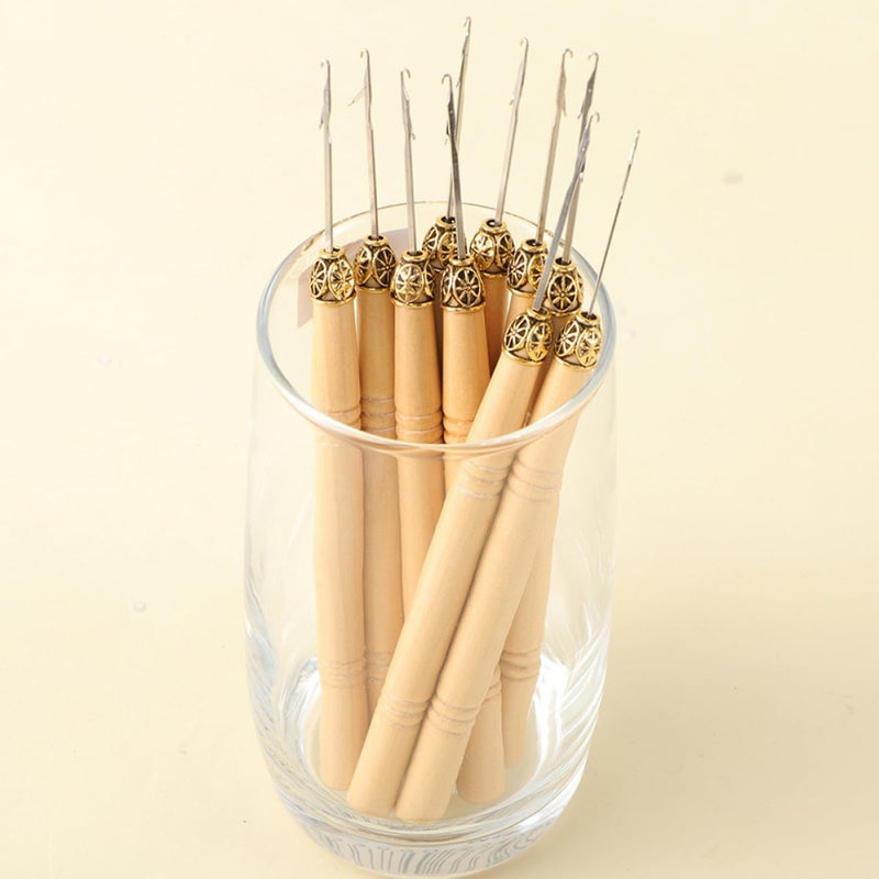 OFFIGAM 8pcs Dreadlock Crochet Hooks with Wooden Handle Hair Braid Needles for Salon and DIY Dreadlocks Maintenance Portable Hair Crochet Needle Kit - Image 3