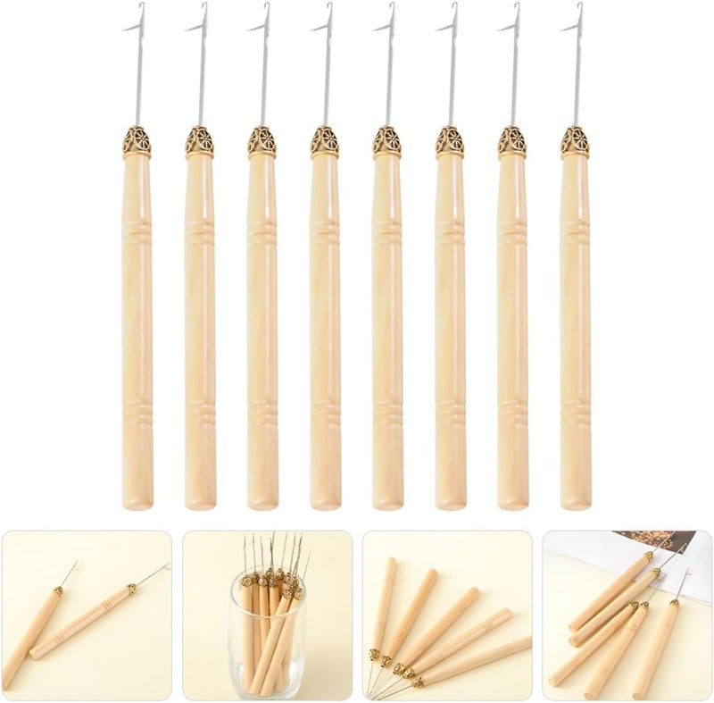 OFFIGAM 8pcs Dreadlock Crochet Hooks with Wooden Handle Hair Braid Needles for Salon and DIY Dreadlocks Maintenance Portable Hair Crochet Needle Kit - Image 5