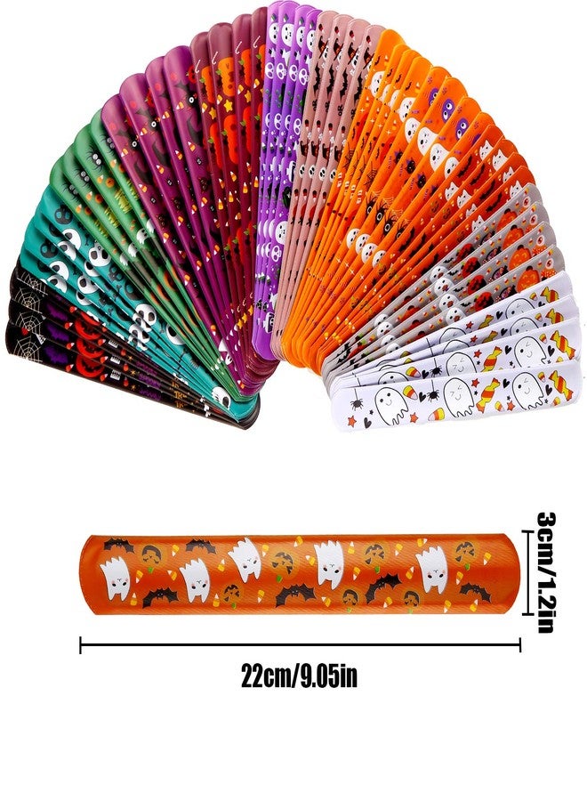 VEYLIN 48 Pieces Halloween Slap Bracelets for Kids, 12 Styles Snap Bracelets Bulk Halloween Giveways for Kids Slap Bracelets Party Favors - Image 2