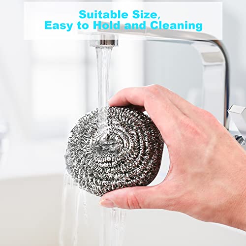 VOPTON 15 Pack Steel Wool Scrubber, Metal Kitchen Scrubbing Sponges, Dishwashing Scouring Pads Heavy Duty, Premium Stainless Steel Scrubbers for Cleaning Dishes Pots and Pans Bathroom Oven (Sliver) by VOPTON - Image 5