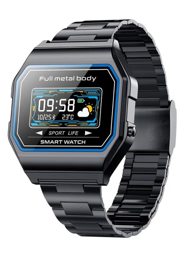 AROAQ KW18 Men Smart Watch with Stainless Steel Strap – IP67 Waterproof, BP & SpO2 Monitor, Heart Rate, GPS, Multi-Sports, Bluetooth 5.0 for Android & iOS - Black - Image 1