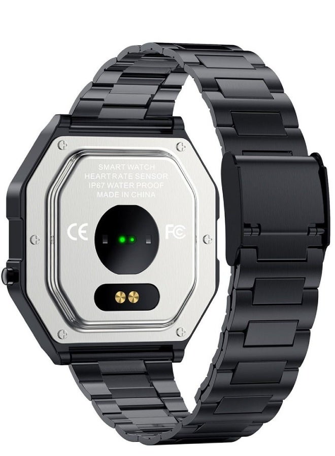 AROAQ KW18 Men Smart Watch with Stainless Steel Strap – IP67 Waterproof, BP & SpO2 Monitor, Heart Rate, GPS, Multi-Sports, Bluetooth 5.0 for Android & iOS - Black - Image 4
