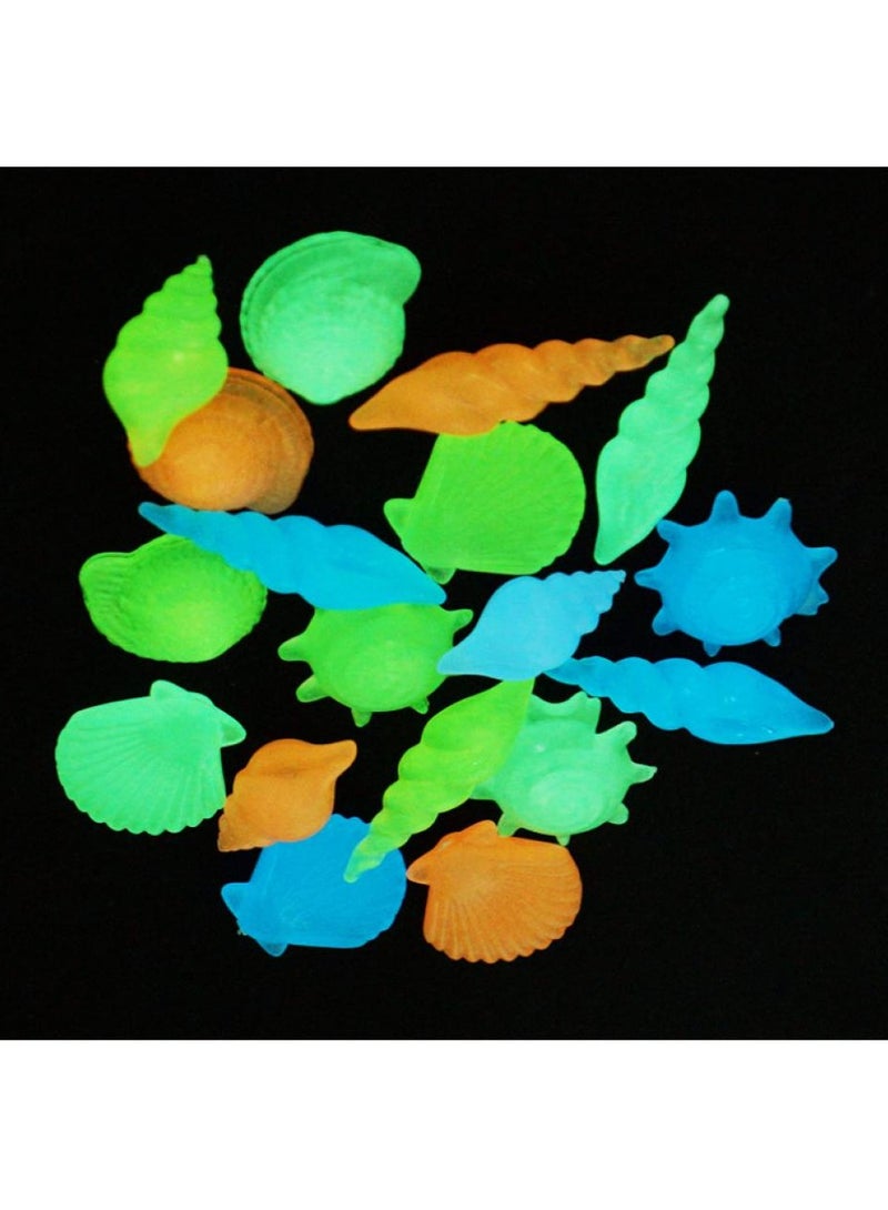 AIWANTO 70 Pieces Assorted Colors Glow in The Dark Stones Conch Sea Shells Starfish Decorative Luminous Pebbles Gravel for Aquarium Fish Tank Decor - Image 1