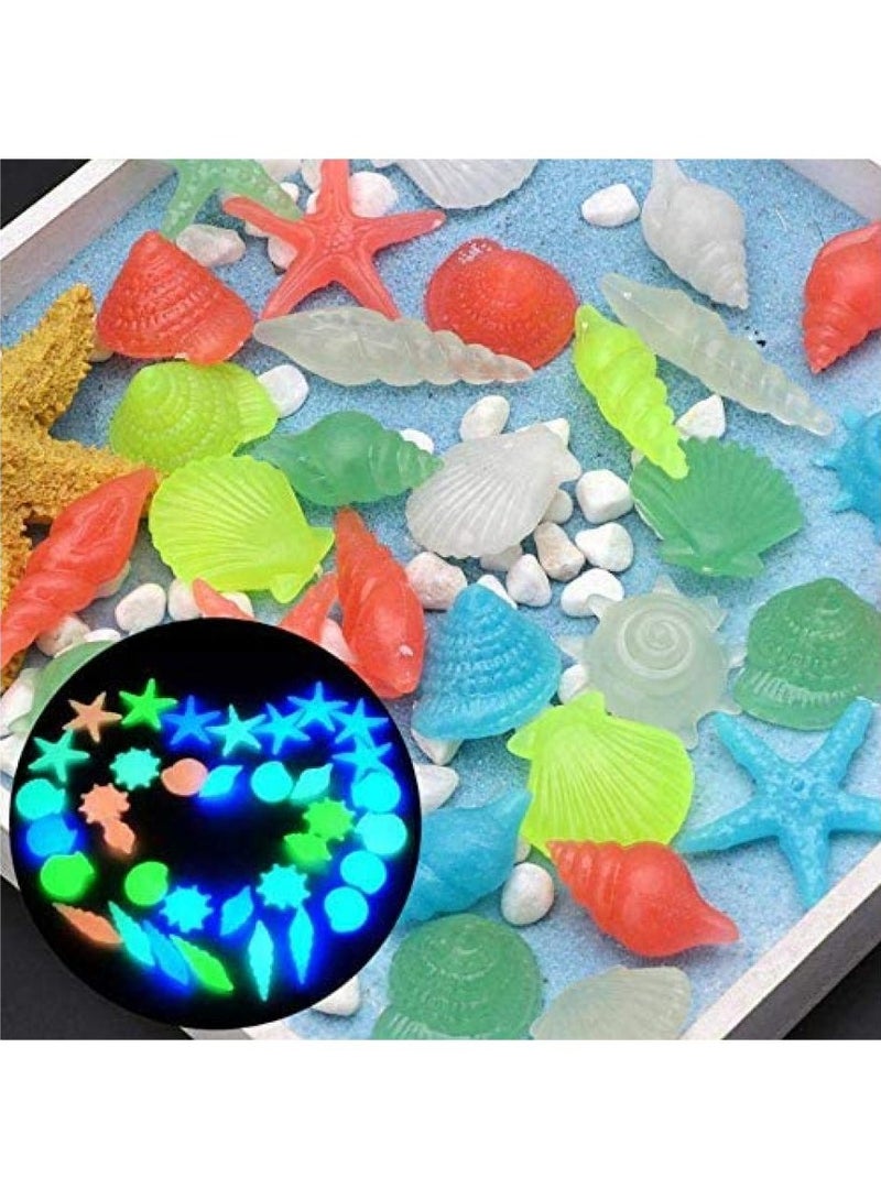 AIWANTO 70 Pieces Assorted Colors Glow in The Dark Stones Conch Sea Shells Starfish Decorative Luminous Pebbles Gravel for Aquarium Fish Tank Decor - Image 5