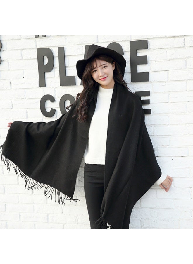 وشاح نسائي بوشمينا وشالات ولفافات ناعمة كبيرة بألوان صلبة لفساتين المساء والسفر والمكتب وزفاف الشتاء - Image 4