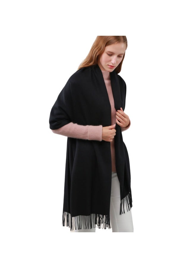 وشاح نسائي بوشمينا وشالات ولفافات ناعمة كبيرة بألوان صلبة لفساتين المساء والسفر والمكتب وزفاف الشتاء - Image 2