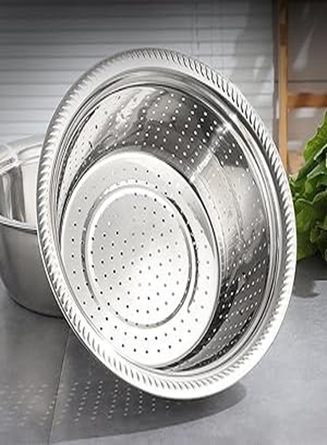 HDR MALL Kitchen Multifunctional Stainless Steel 3 in 1 Colanders Basin Grater Strainer & Drain Basket Salad Maker Bowl Vegetable Fruits Washing Strainer Set (26cm) - Image 2