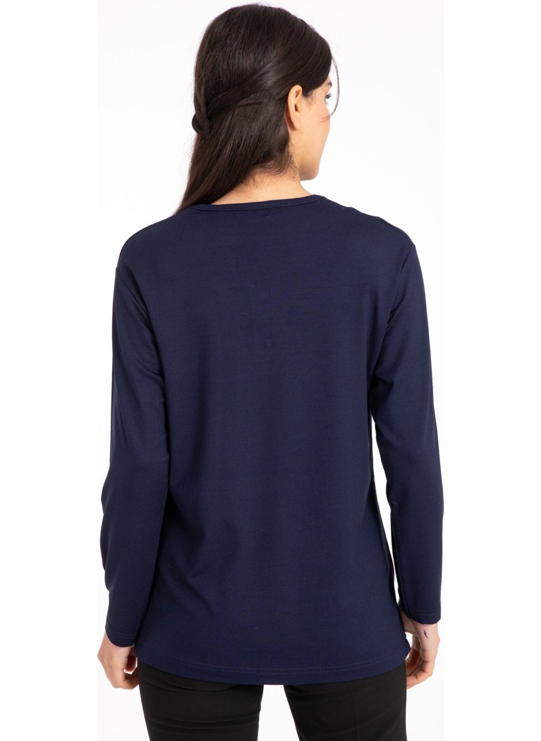 Mutlu City - Women Middle Age and Above V Neck Lycra Viscose Mother Combed Cotton Blouse 140 - Image 1