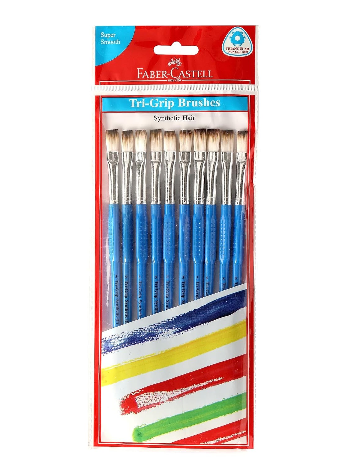 FABER-CASTELL - Faber-Castell TRI Grip Synth Hair Flat Size 5 PCK-10 - Image 1