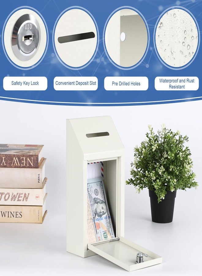KYODOLED Money Cash Drop Box with Lock, Metal Donation and Suggestion Box with Slot Wall Mounted for Farm or Office, Home, Outdoor, White, 10.24 x 5.7 x 2.95 Inch - Image 5