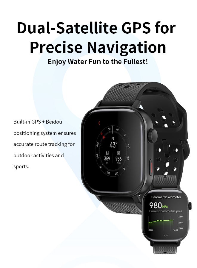 WAPIK Korean Brand ST60 GPS Smartwatch with Built-in Dual Satellite Positioning, AMOLED Display, Bluetooth Calling, Altimeter, 110+ Sports Modes, IP68 Waterproof, Compatible with Android & iOS  - Image 2