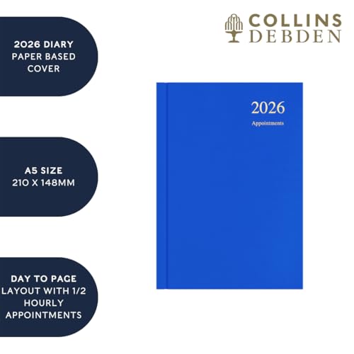Collins - Essential - 2026 12 Month Calendar Year Planner, Day-To-Page with 1/2 Hourly Appointments Diary, A5 Hard Cover - Blue (ESSA51A.60-26) - Image 4