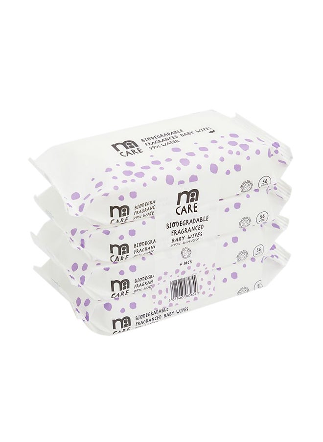 mothercare Pack Of 4, Biodegrad Frag Wet Wipes, Each 56  - Image 1