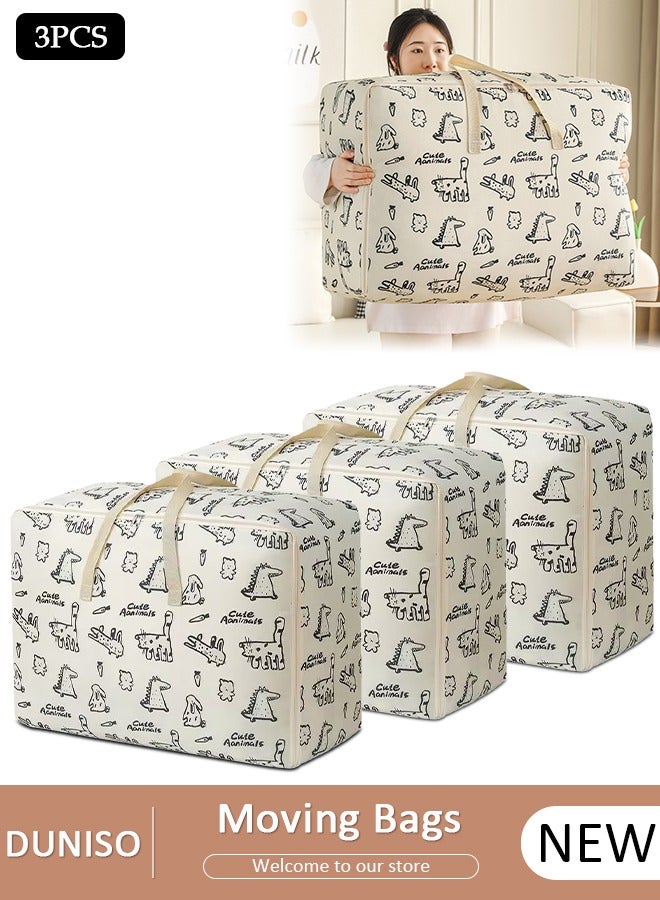 DUNISO 120L Large Moving Storage Bag , Extra Large Zipper Storage Box, Clothes, Toys, Blanket Storage Bag, Bedding, Duvet, Quilt Waterproof  Reusable Moving Tote Bag for Moving  Packing (3 Pcs) - Image 1