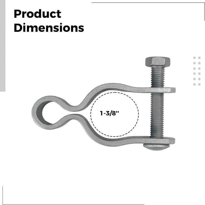 2 Pcs Chain Link Fence Hinges 1.38 in, Galvanized Steel Post Hinges, Gate Hinges W/Bolt for Wood Or Metal Fence Gates - Image 2
