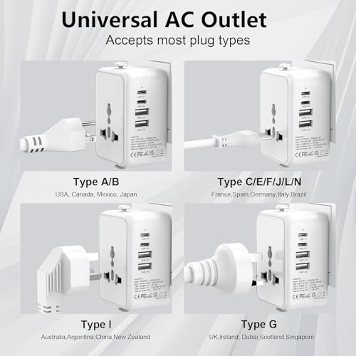 rts 8A Universal Travel Socket Universal Travel Adapter All in One | 1920W Heavy Duty Power | Travel Essentials 200+ Countries - Europe/US/UK/AU/Asia etc. | International Worldwide Socket Accessories - Image 3