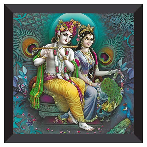 SAF UV Coated Radha Krishna Multieffect Digital Reprint Painting 12 inch X 12 inch SANF21017 - Image 1