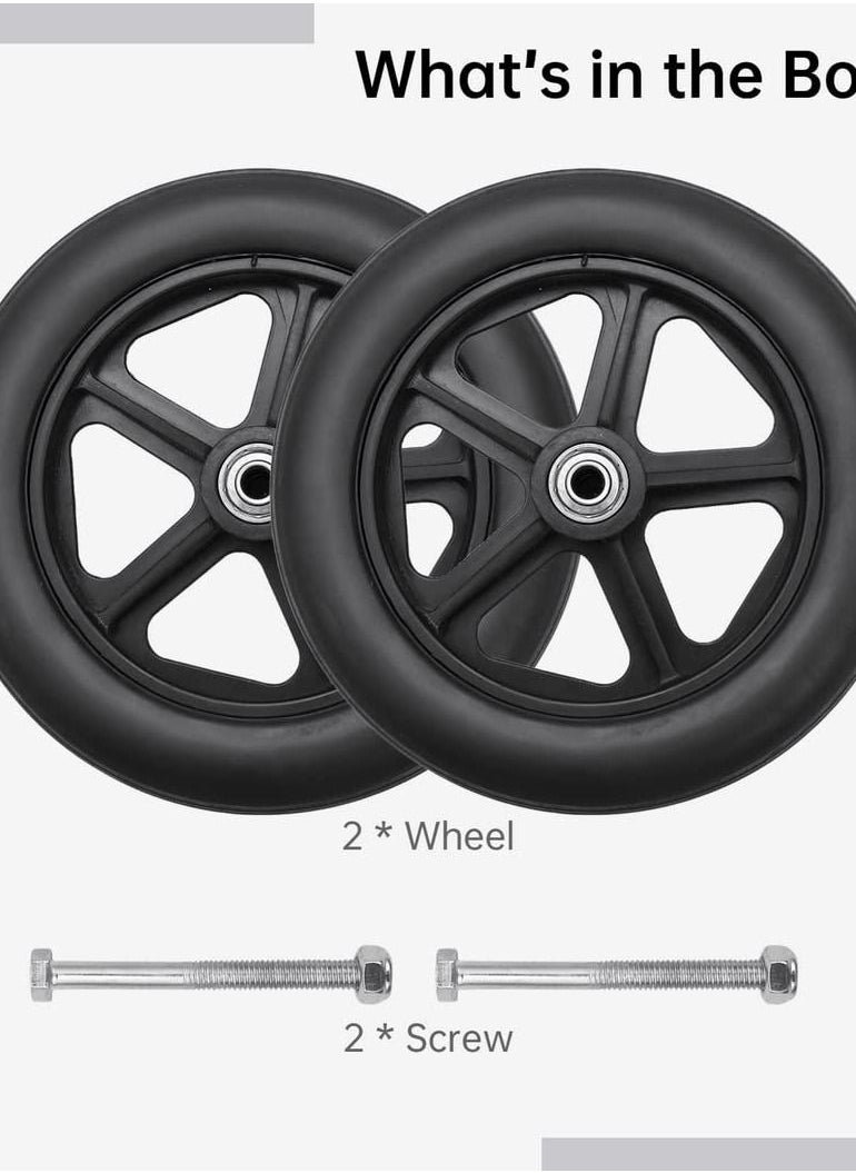 Y&D - 2 PCS Wheelchair Front Wheel, 8 inch Solid Wheel Replacement with 5/16inch(8mm) Metal Bearing, Accessories for Wheelchairs, Rollators, Walkers - Image 1