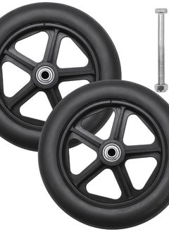 Y&D 2 PCS Wheelchair Front Wheel, 8 inch Solid Wheel Replacement with 5/16inch(8mm) Metal Bearing, Accessories for Wheelchairs, Rollators, Walkers  - Image 2
