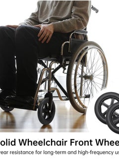 Y&D 2 PCS Wheelchair Front Wheel, 8 inch Solid Wheel Replacement with 5/16inch(8mm) Metal Bearing, Accessories for Wheelchairs, Rollators, Walkers  - Image 3