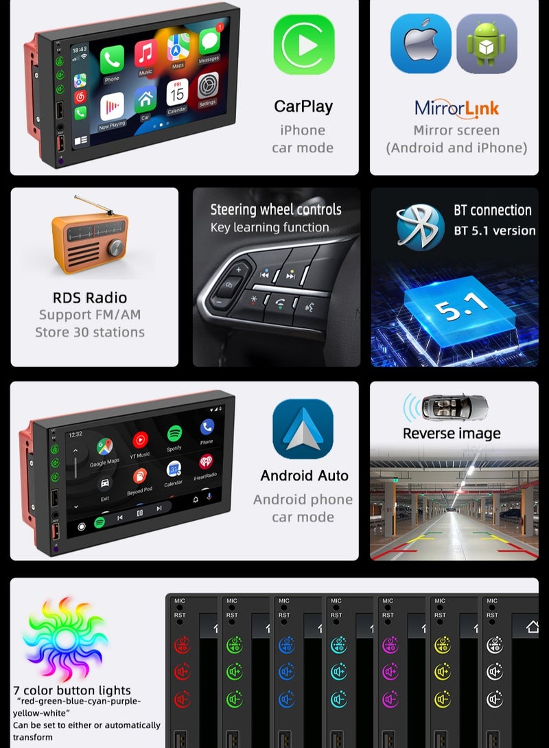 Generic 7 Inch Multi-language Car BT MP5 Player Auto Multifunctional Car Audio and Video Player Auto Multi-media Player Radio Receiver  - Image 3