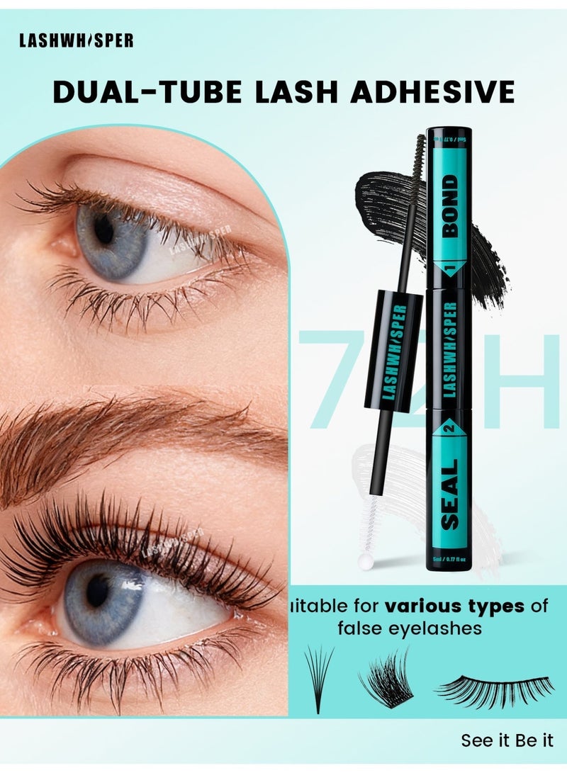DIY Lash Extension Tool Kit, 2 In 1 Bond & Seal Eyelash Glue 10ml With Lash Remover, Tweezers & 10 Lash Brushes, Waterproof Long Lasting, Easy To Apply - Image 3