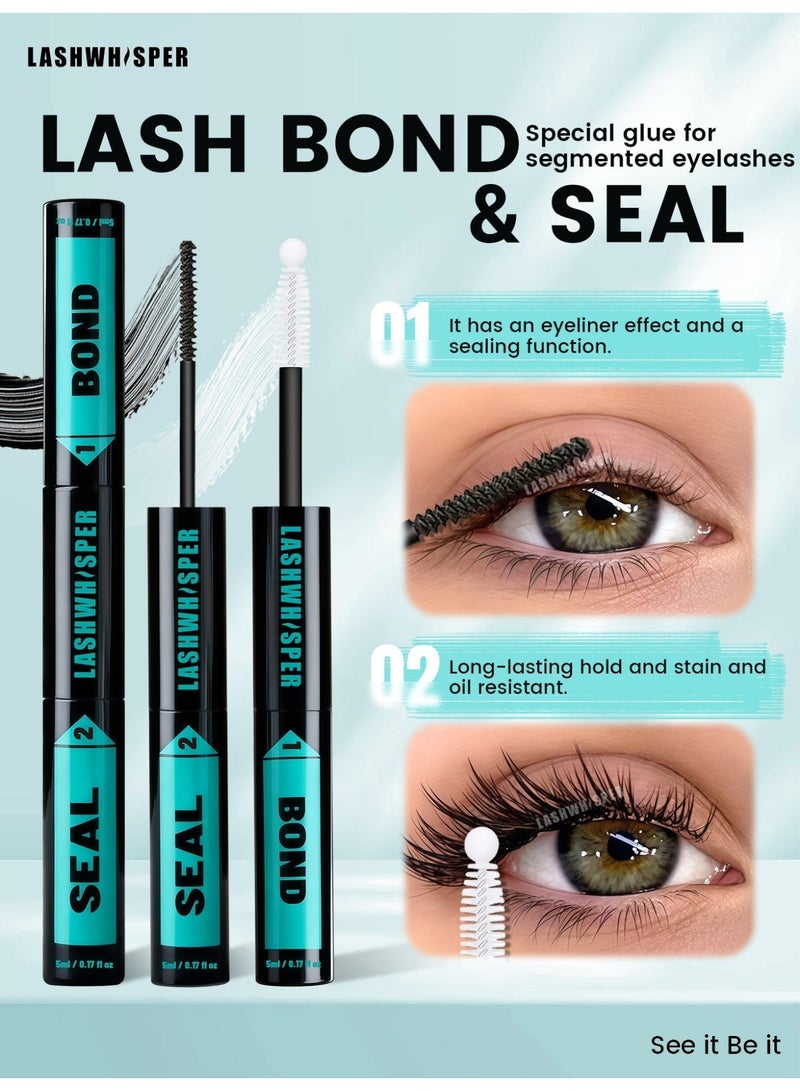 DIY Lash Extension Tool Kit, 2 In 1 Bond & Seal Eyelash Glue 10ml With Lash Remover, Tweezers & 10 Lash Brushes, Waterproof Long Lasting, Easy To Apply - Image 4