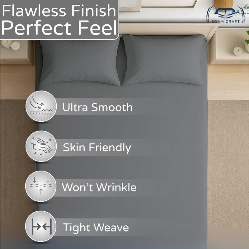 FOAM CRAFT 3 Piece Fitted Sheet Set - Queen Size Grey Bedding with Pillow Shams - Image 5