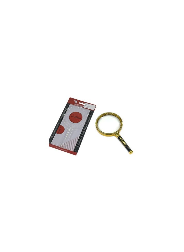 90mm Magnifying Glass with Handle – Optical Grade Glass Lens for Reading, Inspection, Jewelry, Hobbies – Lightweight Handheld Magnifier for Seniors & Kids  - Image 1