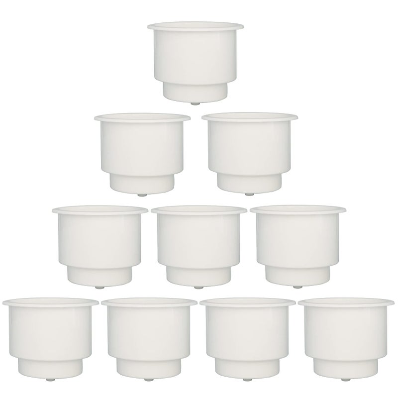 Yuanhe White Plastic Cup Drink Holder Insert with Drain for Boat Car Marine Rv 10PCS